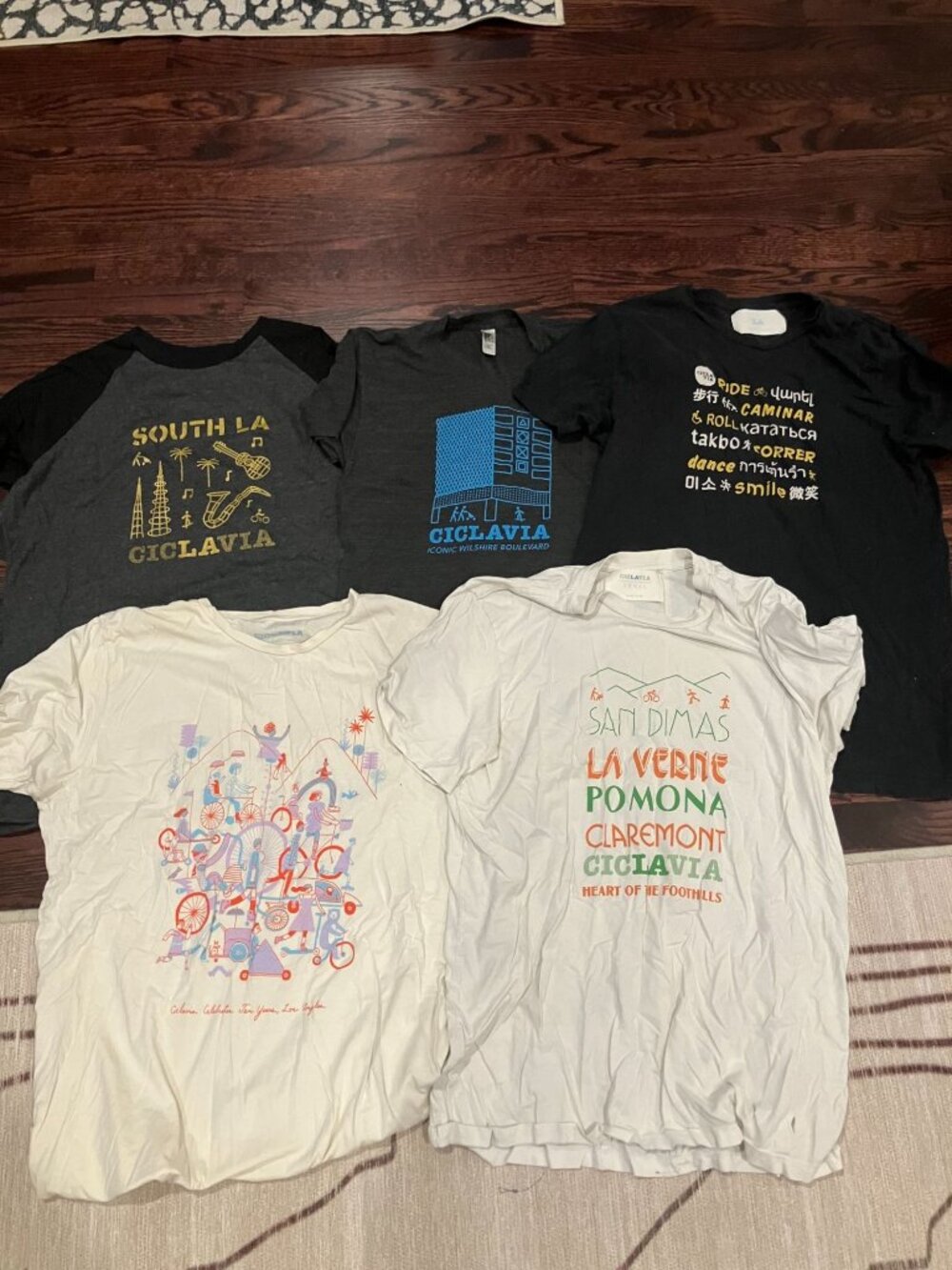 CicLAvia Los Angeles Graphic T-Shirt Lot 5 Pack Mens Womens LA Street Event L